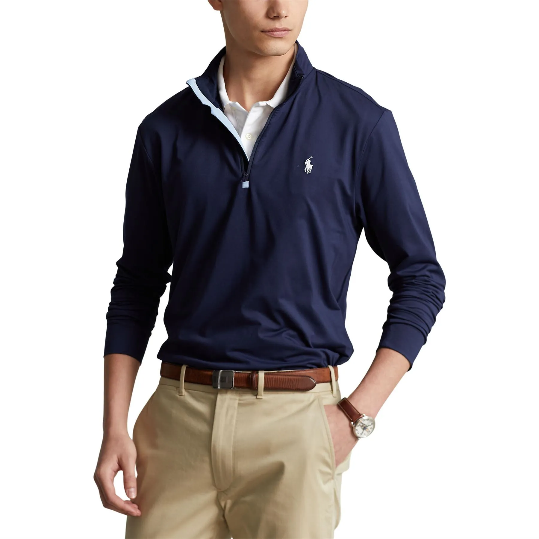 Polo Golf Stretch Jersey Quarter Zip Mid Layer French Navy - 2024