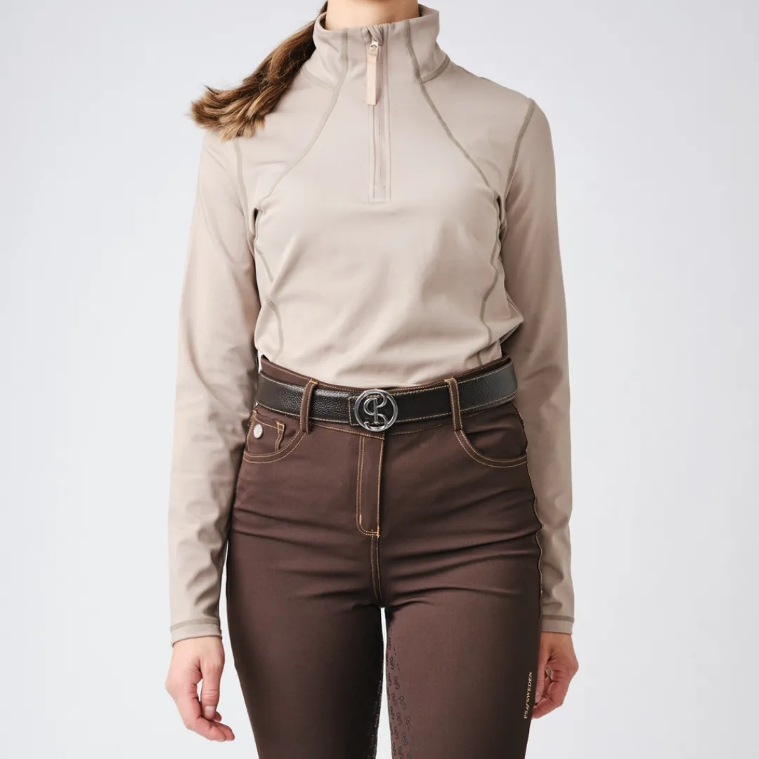 PS of Sweden Beige Alex Long Sleeve Mock Neck