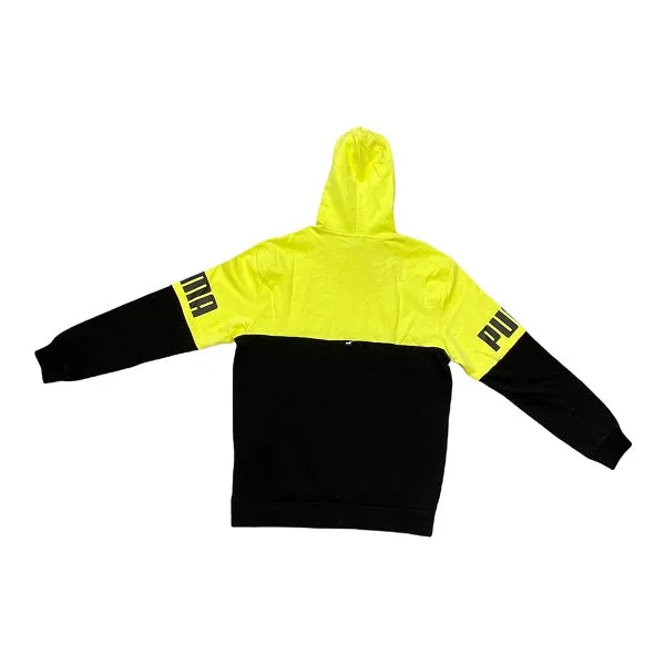 Puma men's hoodie Power Colorblock TR 848009-29 lemon yellow black