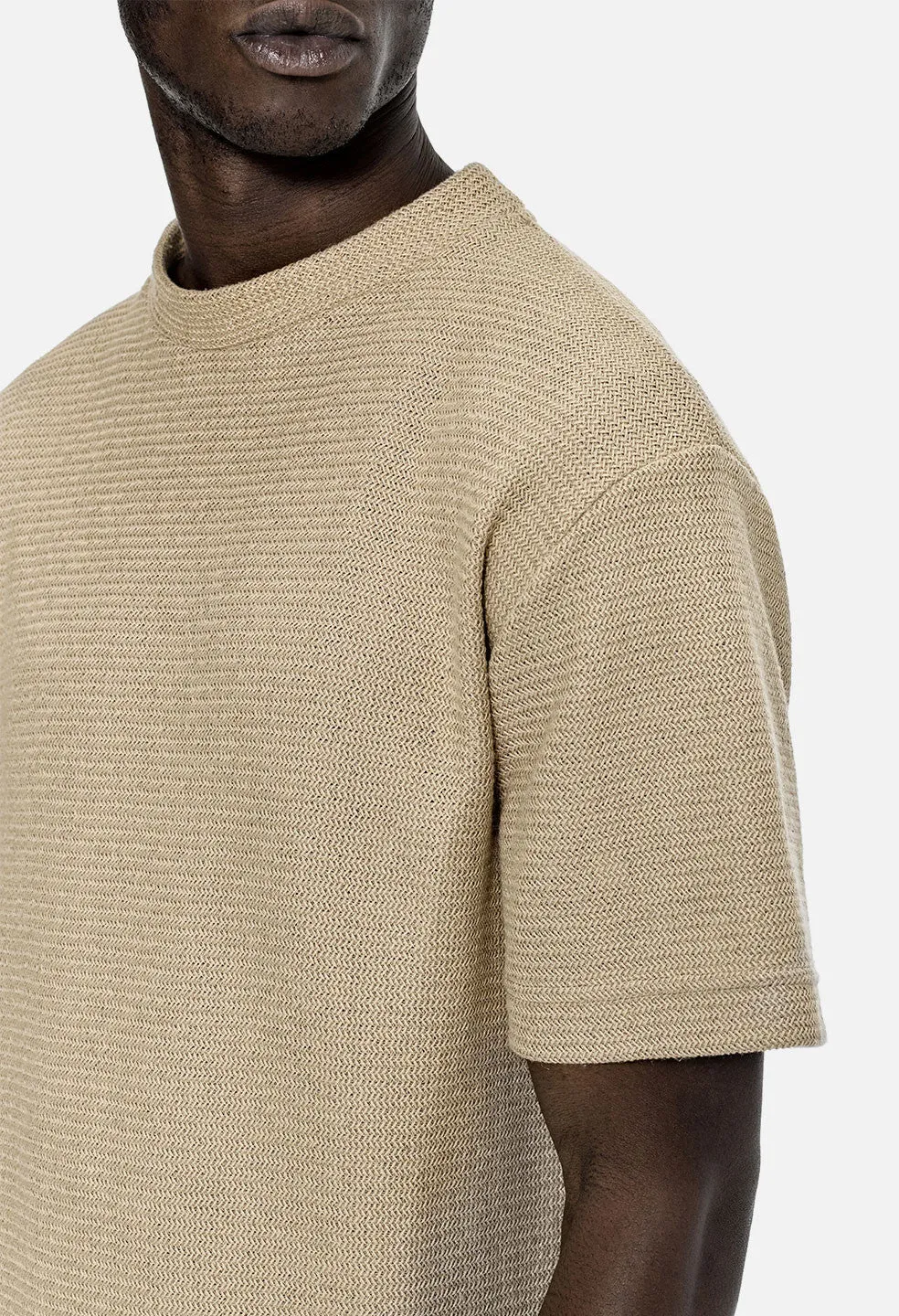 Raschel Mock Tee / Beige