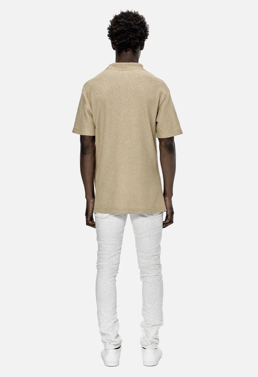 Raschel Mock Tee / Beige