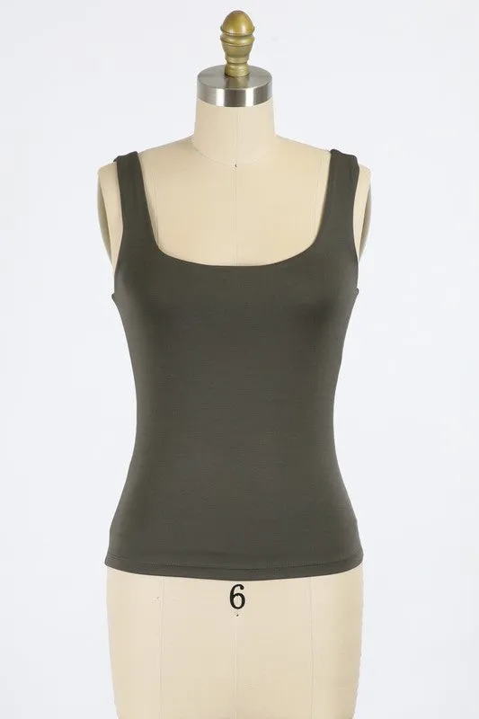 Rayon Tank Top W Square Neckline