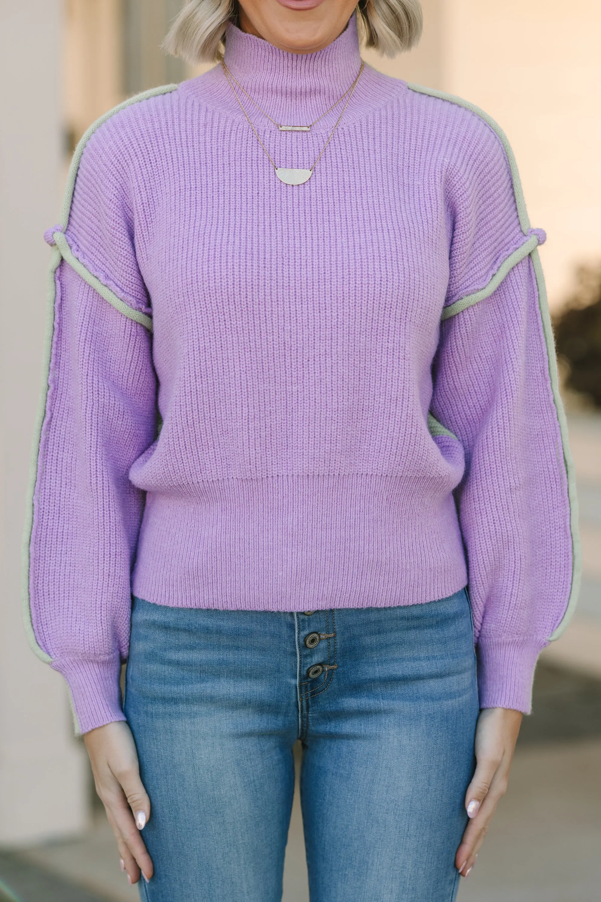 Right This Way Lavender Purple Colorblock Sweater