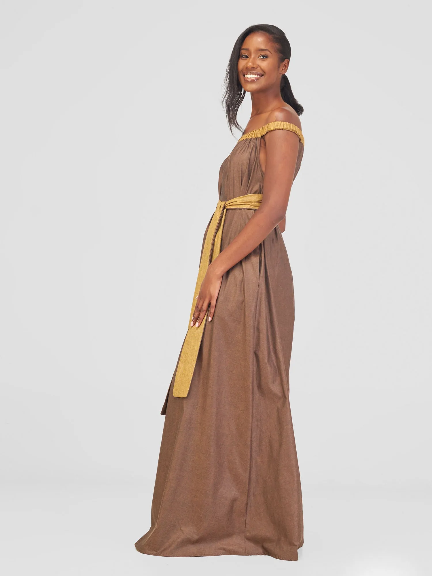 Safari Haya Off Shoulder Maxi Dress - Fown KoKo Print