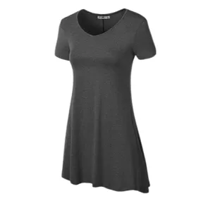 Short Sleeve Tunic Top CHARCOAL