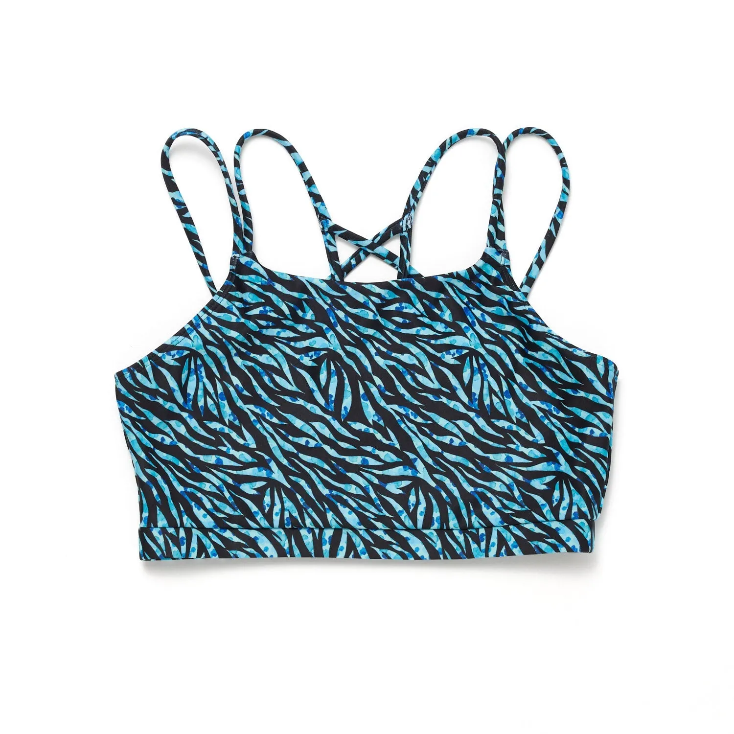 Sierra: Bra Crop in Blue Dappled Tiger Print