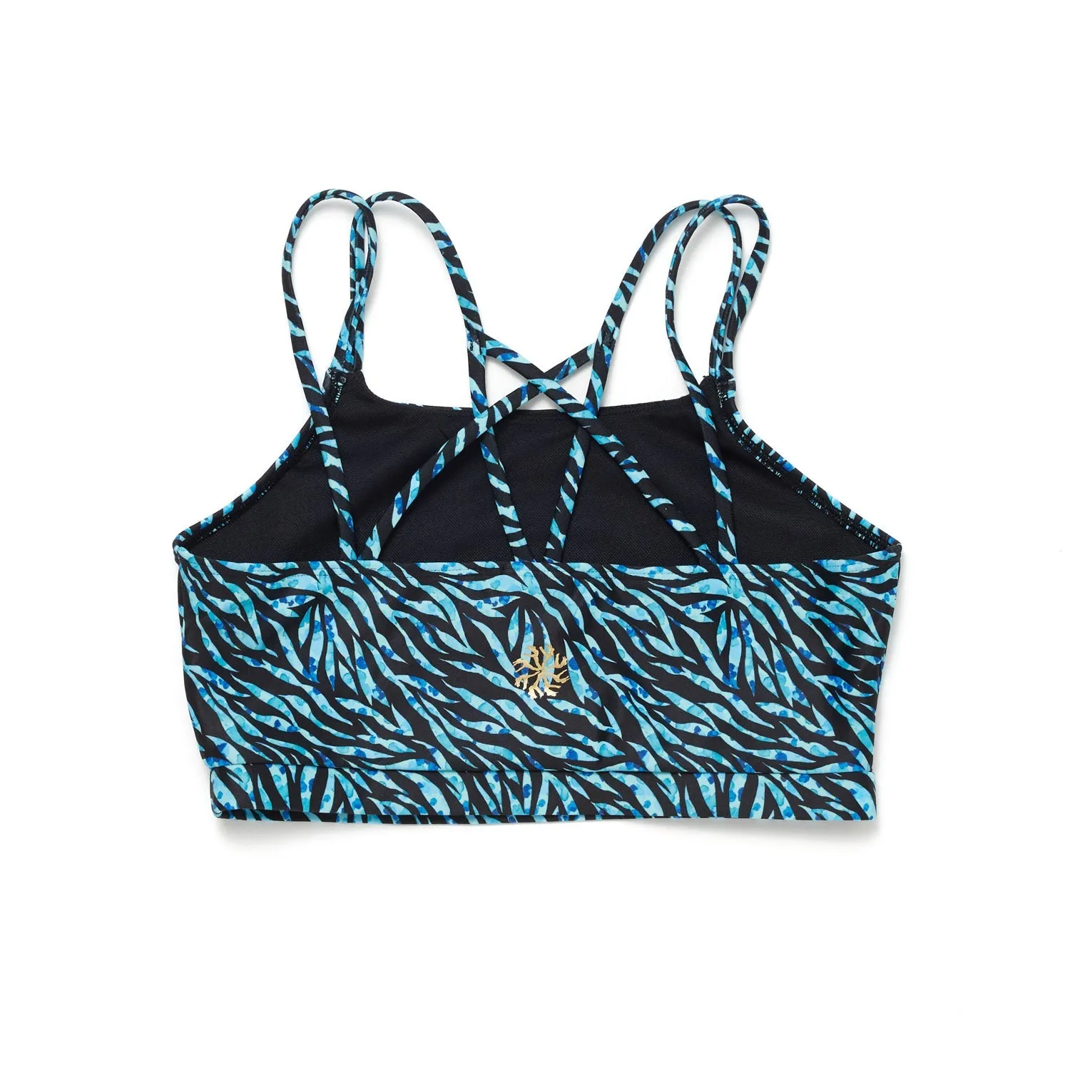 Sierra: Bra Crop in Blue Dappled Tiger Print