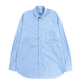 S.K. MANOR HILL SMOKE SHIRT BLUE & WHITE STRIPED COTTON