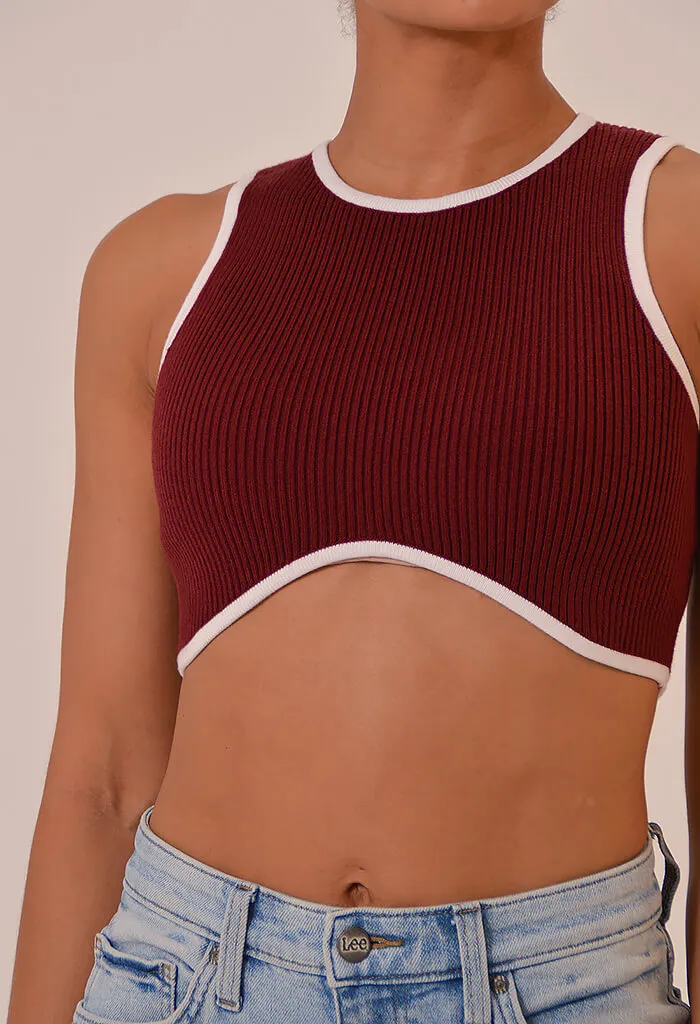 Sorbet Crop Top-Crimson/White