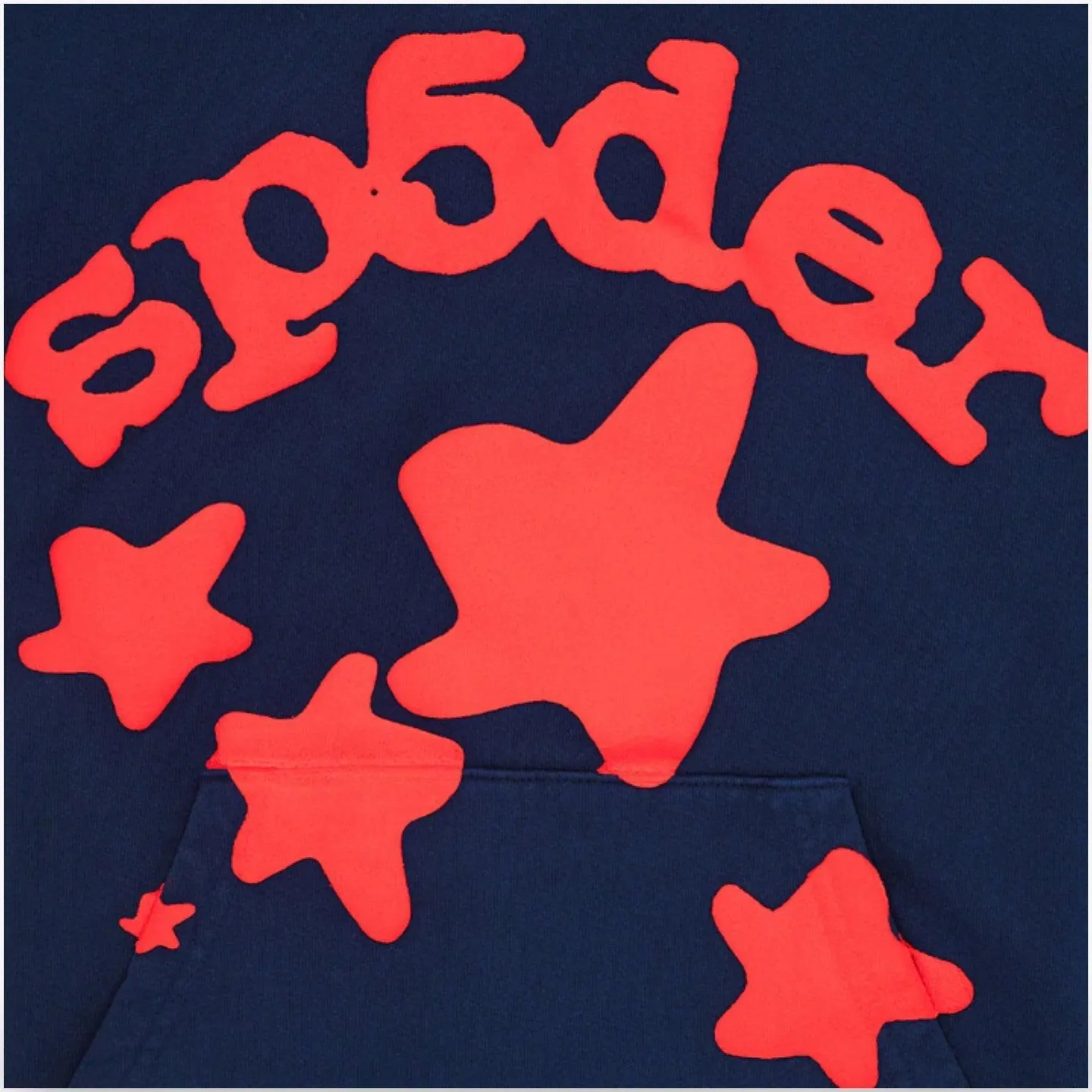 Sp5der 'Beluga' Pullover Hoodie Navy / Red SS24