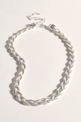 Statement Plait Necklace - Silver