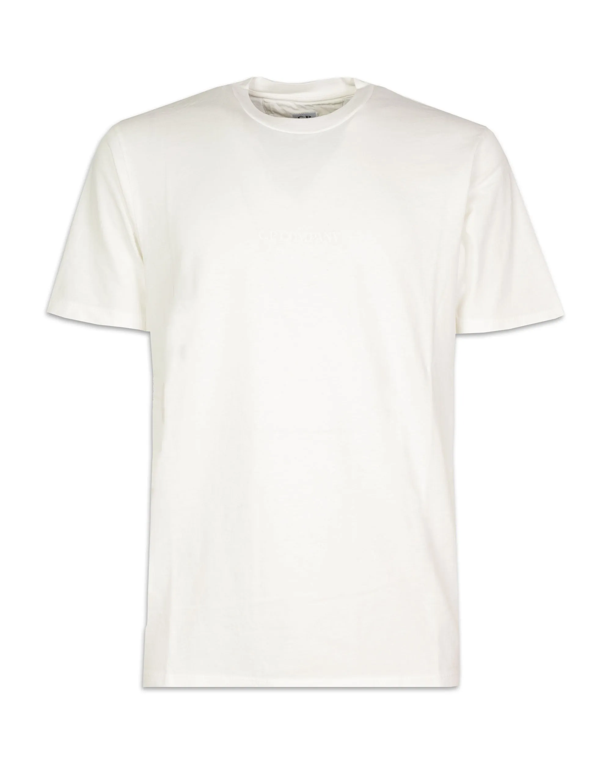 T-Shirt Uomo CP Company Jersey Logo Gauze White