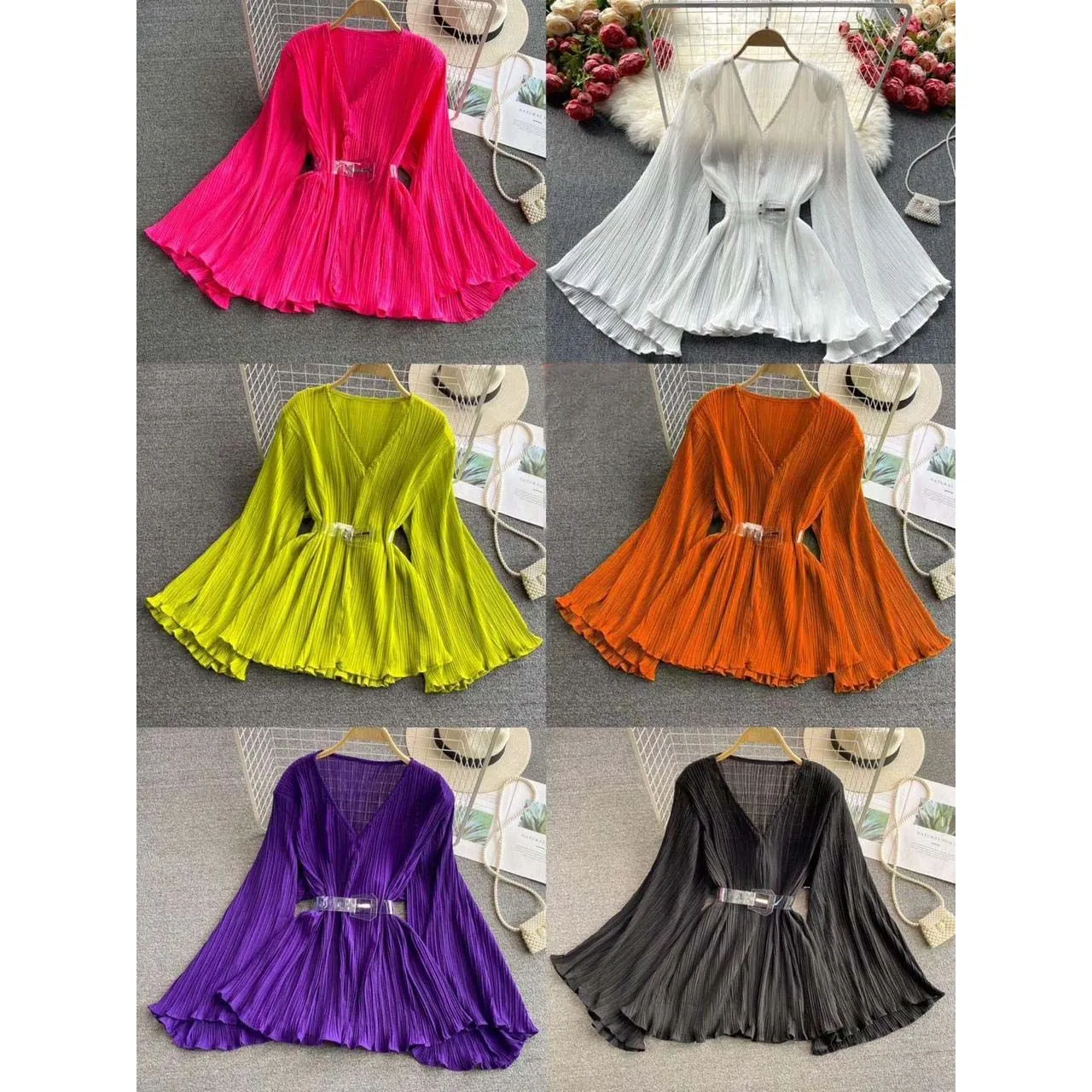 V-Neck Pleated Top