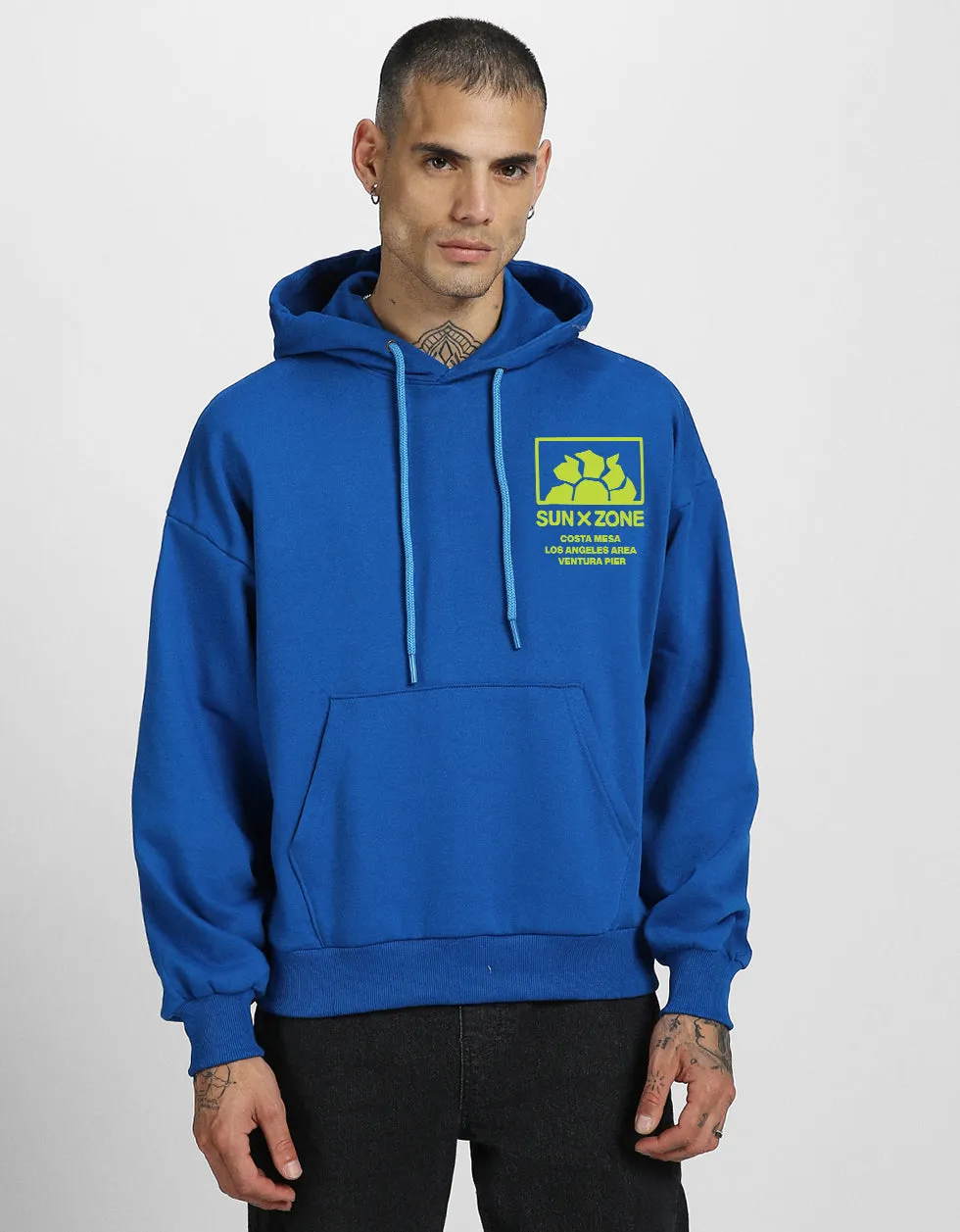 Veirdo in Blue: Men's Hooded Neck Hoodie