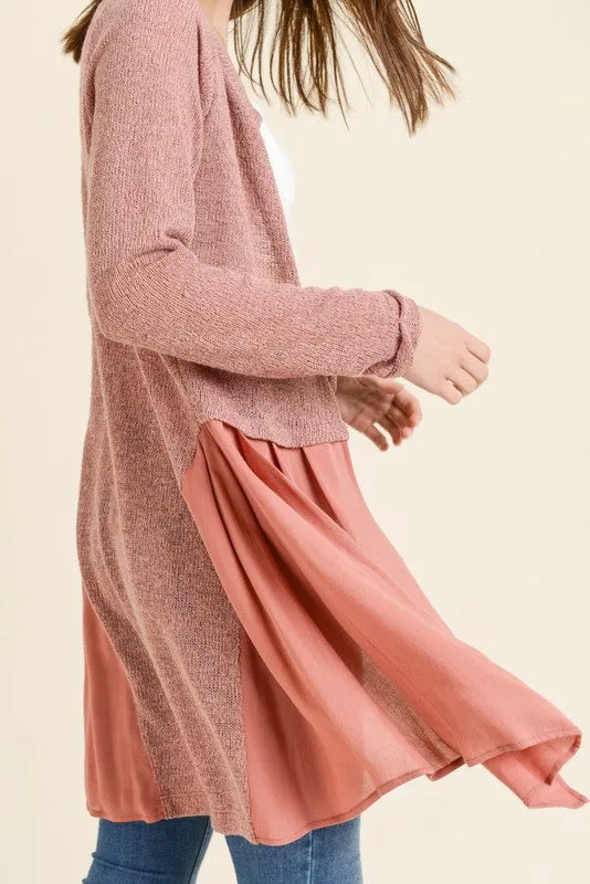 Victoria Ruffle Cardigan Sweater In Mauve