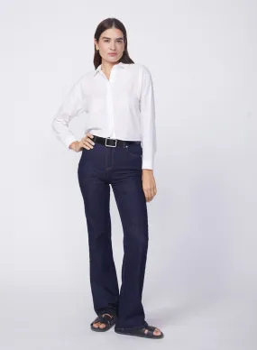 Voile Elastic Back Cropped Shirt in White