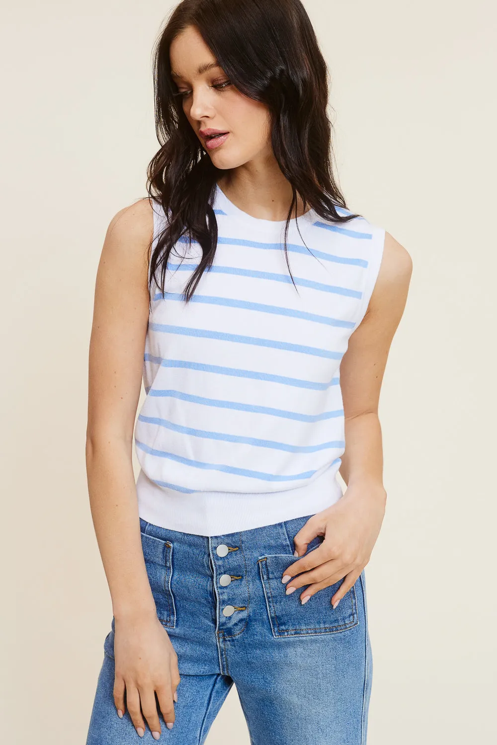 White Striped Tank Top